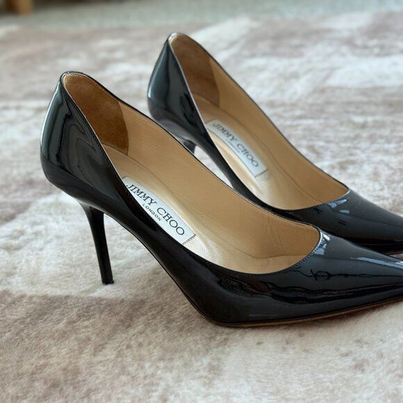 Jimmy Choo Agnes Navy Patent Leather Pumps 36.5 (Runs Small) - Picture 2 of 7